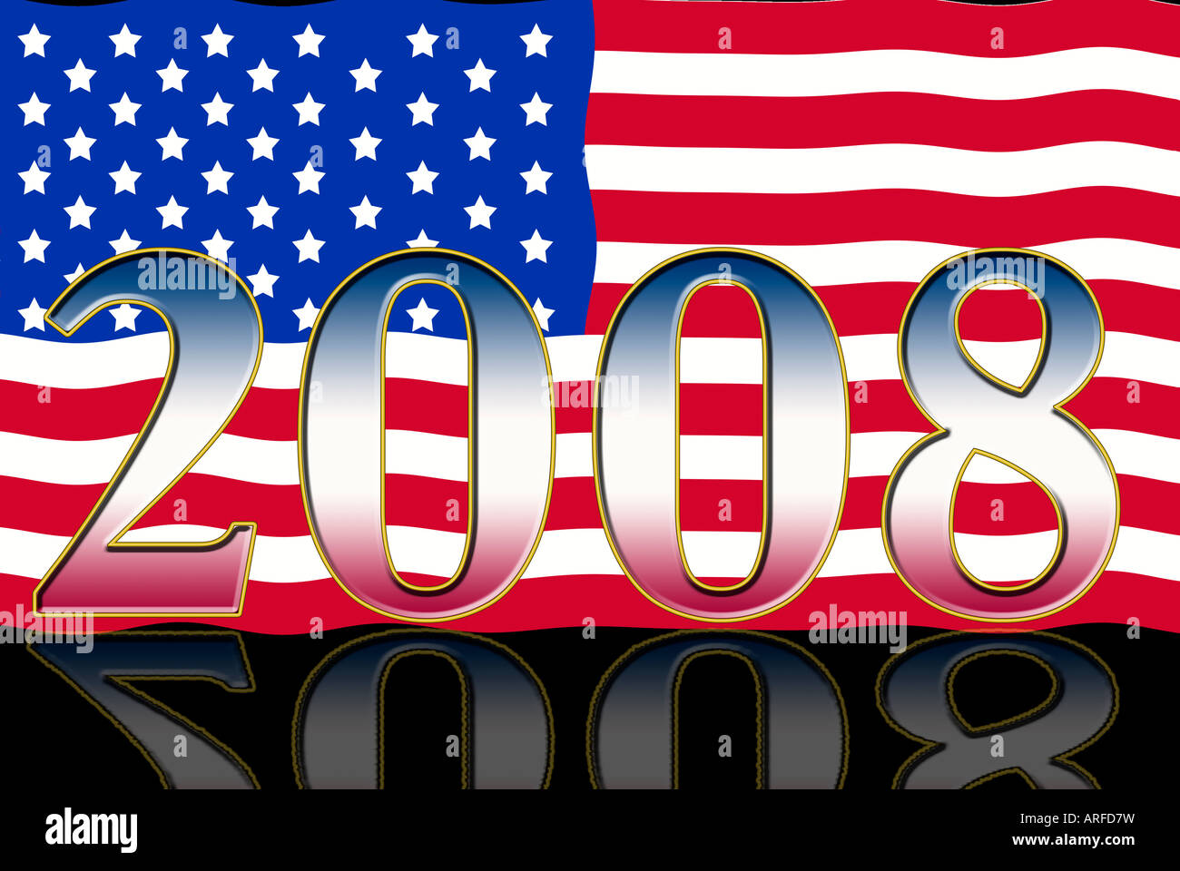 Eine amerikanische Flagge mit einem 2008 vor Stockfoto