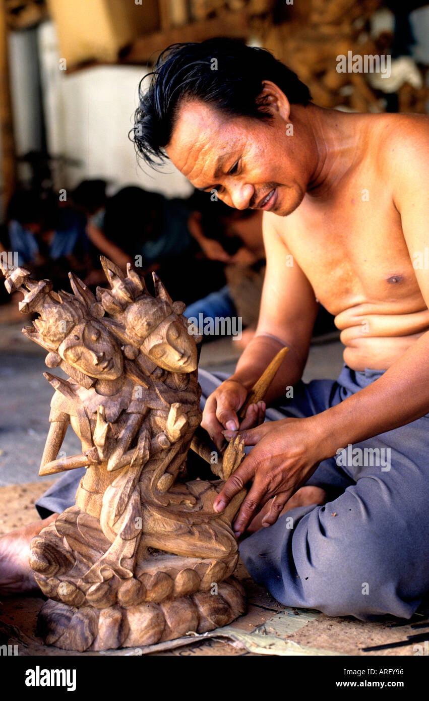 Indonesien Bali Ubud Kunstskulptur Lackiererei Stockfoto