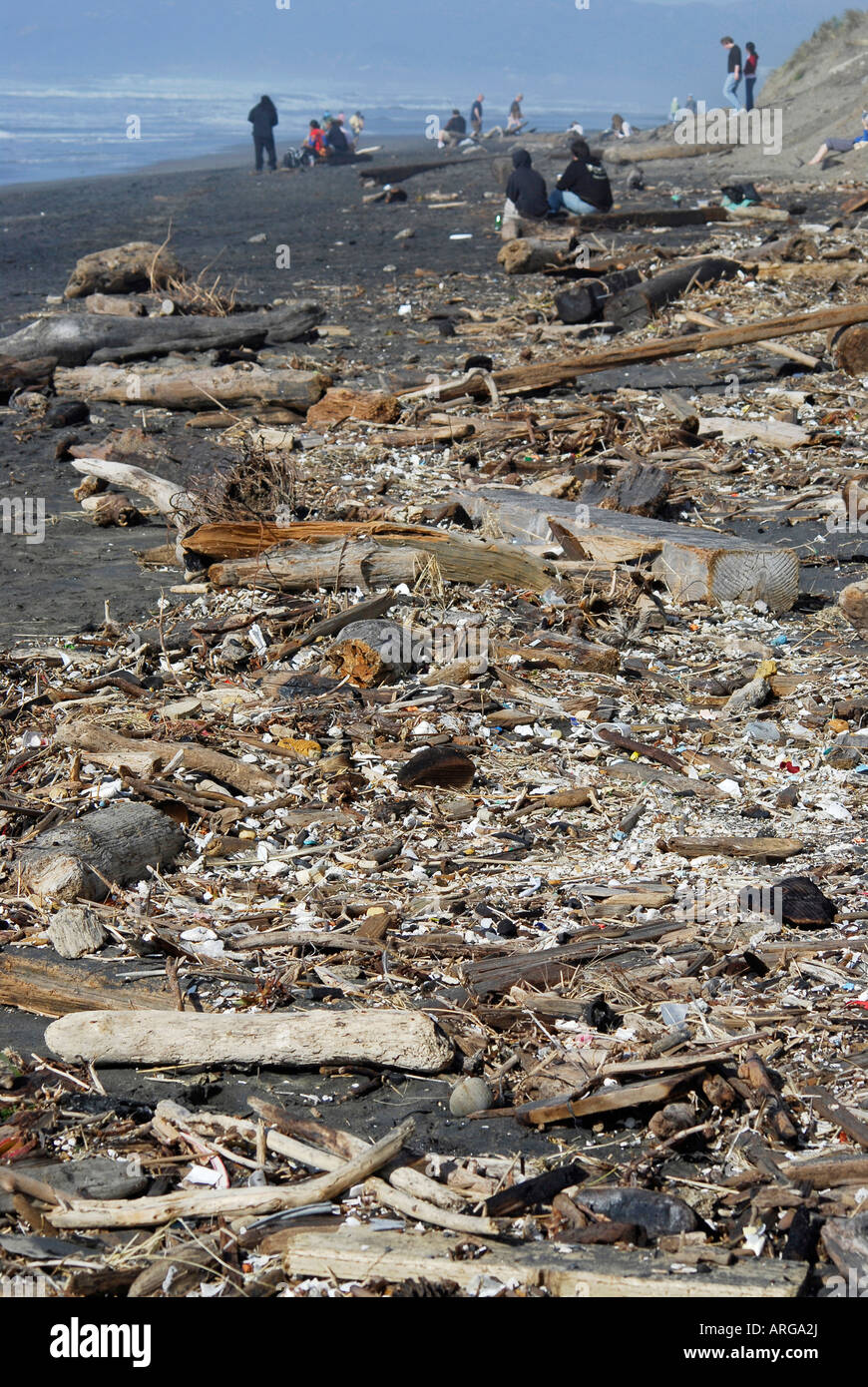 "Müll angespült am Strand, Pazifik-Küste, San Francisco" Stockfoto