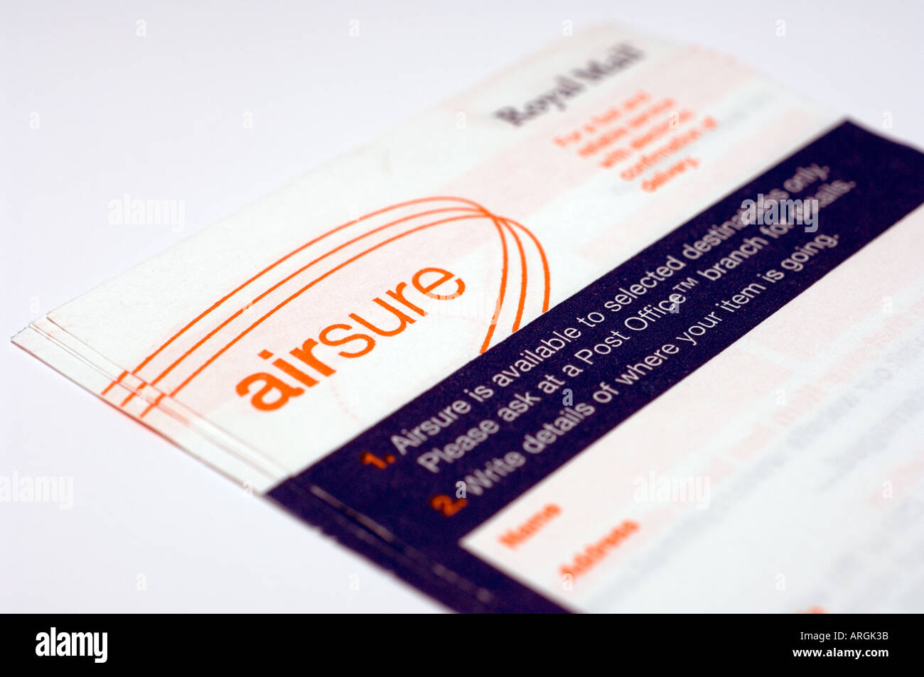 Verschiedene britische Post mailing rutscht für Sonderzustellung Einschreiben mit Rückschein etc. Stockfoto