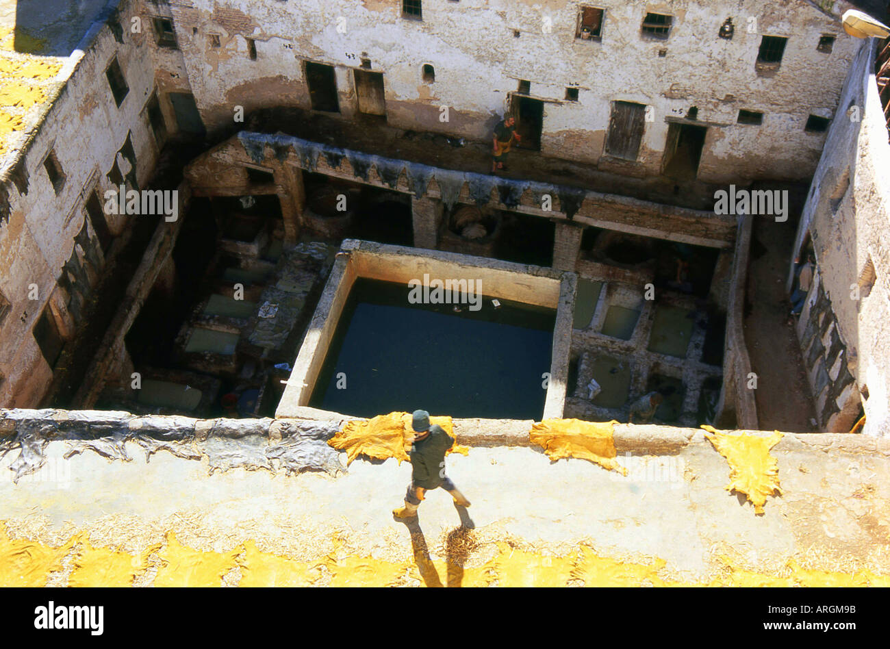 Färber Souk Fes el Bali der alten Medina Fez Fès-Boulemane nördlichen Marokko marokkanische Nordafrika Stockfoto