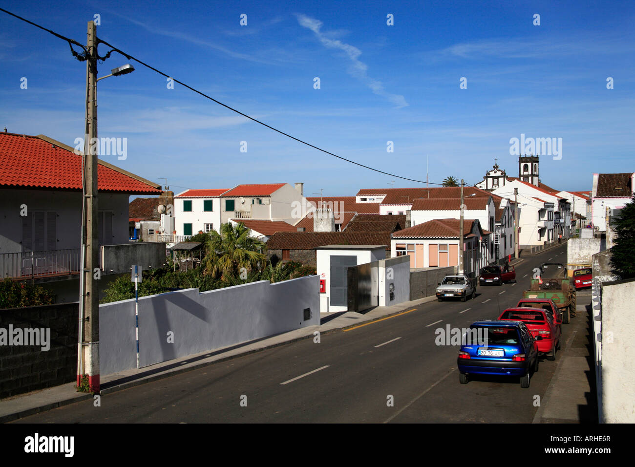 Straße im Dorf von Maia Sao Miguel Island Azoren Portugal Stockfoto