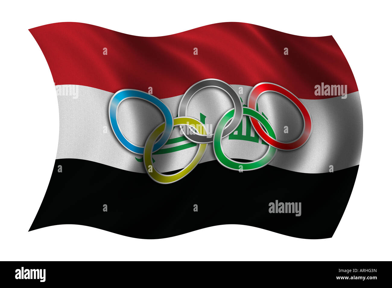 Flagge des Irak mit Olympiasymbol Stockfotografie Alamy