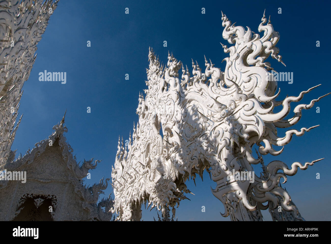 Einen neuen buddhistischen Tempel Wat Rong Khun Chiang Rai Nordthailand Stockfoto