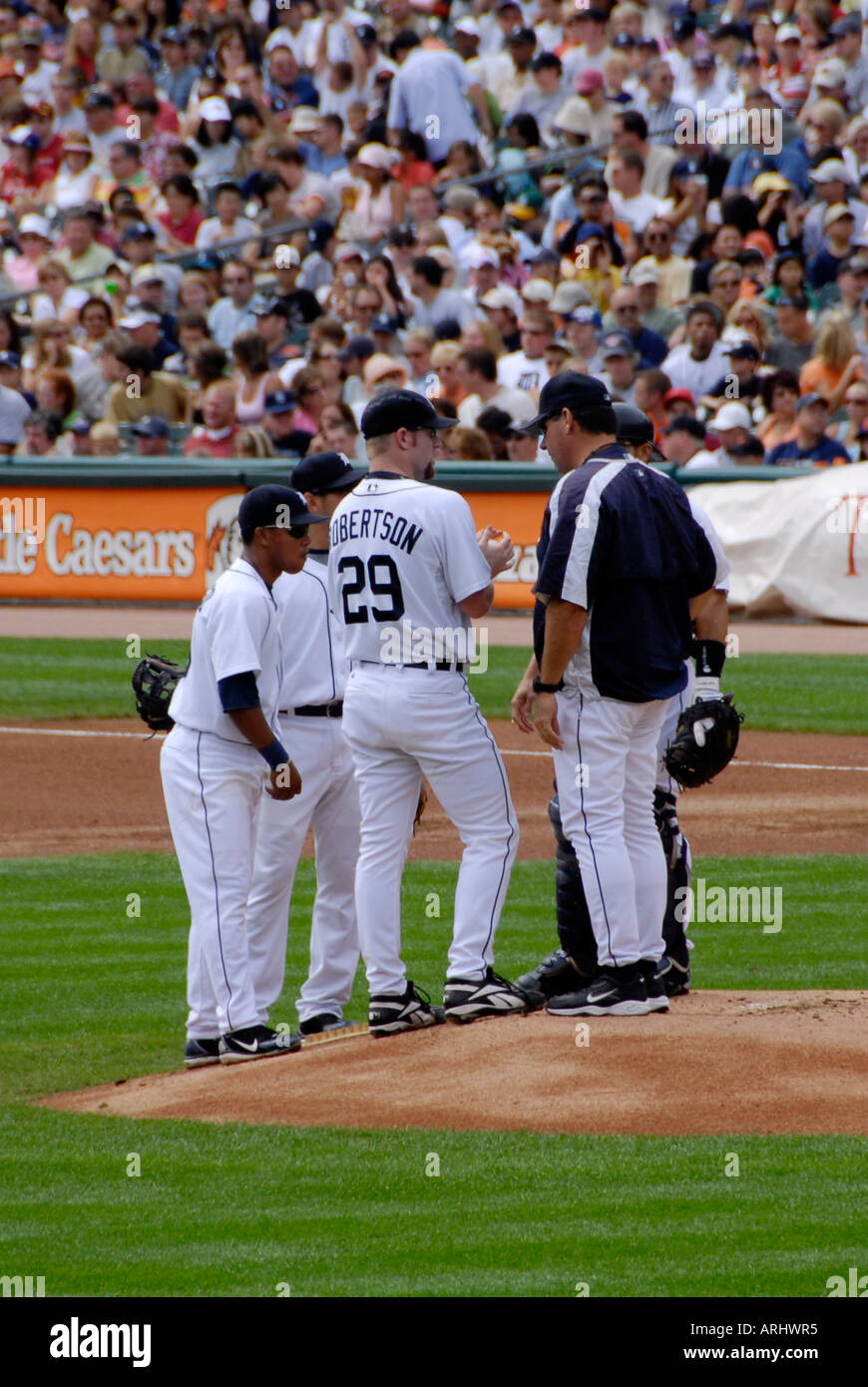 Detroit Tiger Professional Hauptliga-Baseball-Spiel im Comerica Park Detroit Michigan Stockfoto