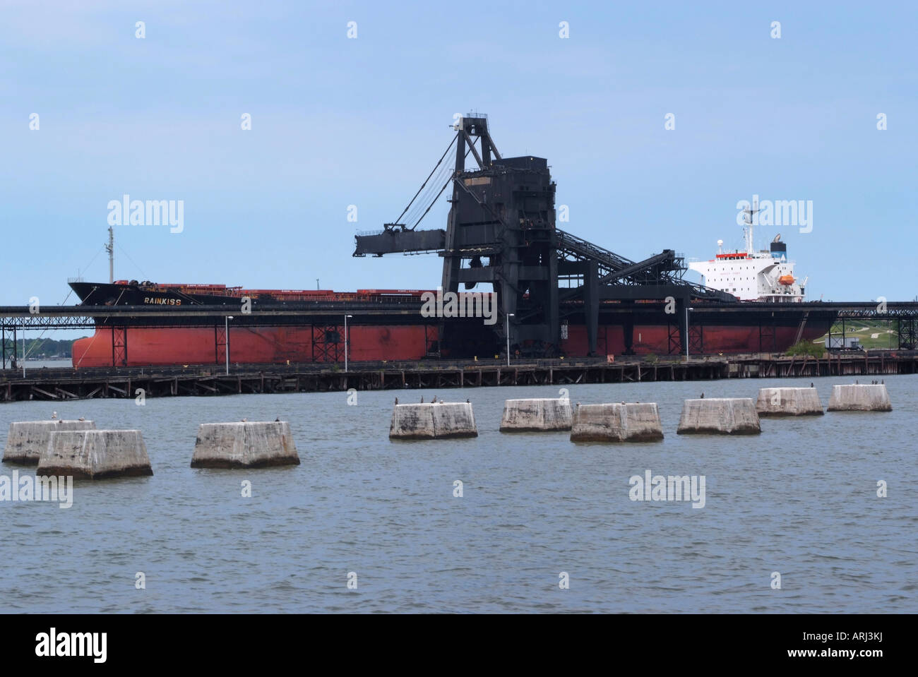 Bulk Carrier Rainkiss in Lamberts Punkt Umschlag Anlage in Norfolk Virginia USA Stockfoto