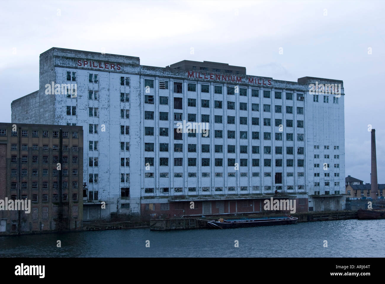 Millennium Mills Docklands London verfallenen Mühle Stockfoto