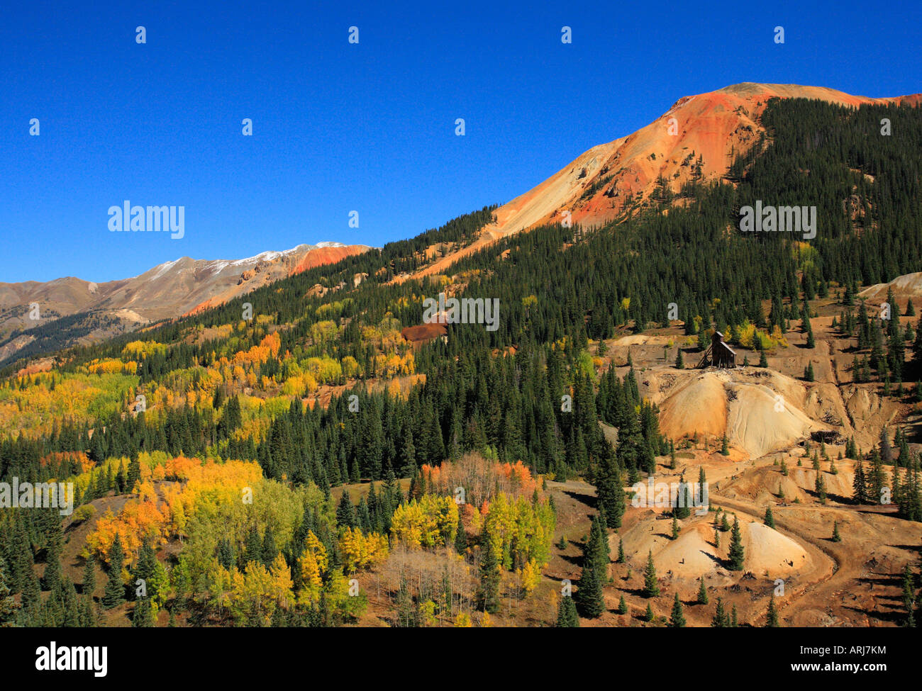 Yankee Girl Mine, roter Berg, Million Dollar Highway, Ouray, Colorado, USA Stockfoto