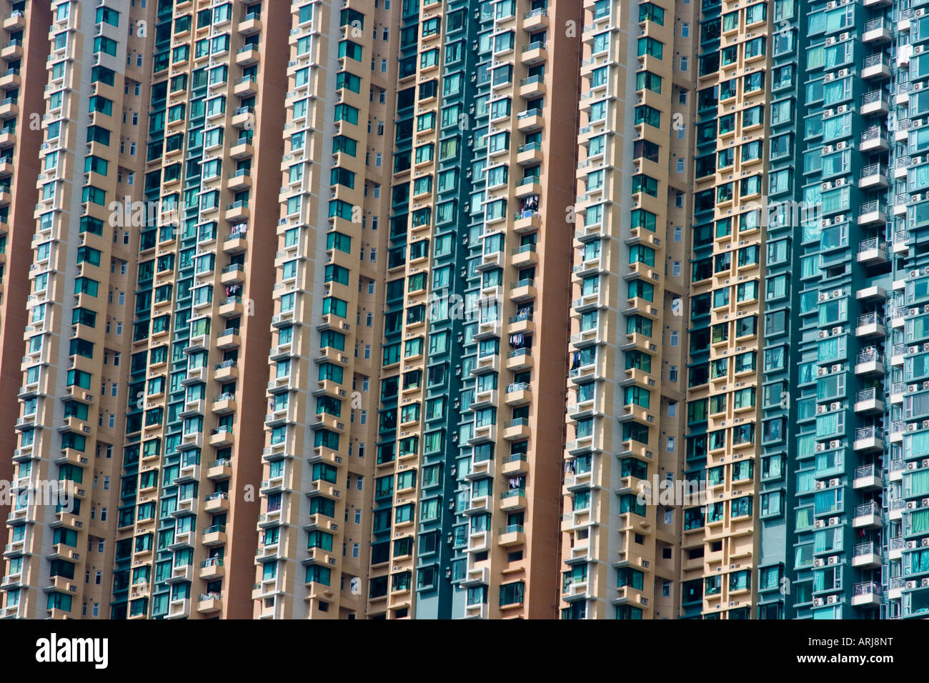 Zusammenfassung von Mehrfamilienhäusern beschreibt Hongkong Stockfoto