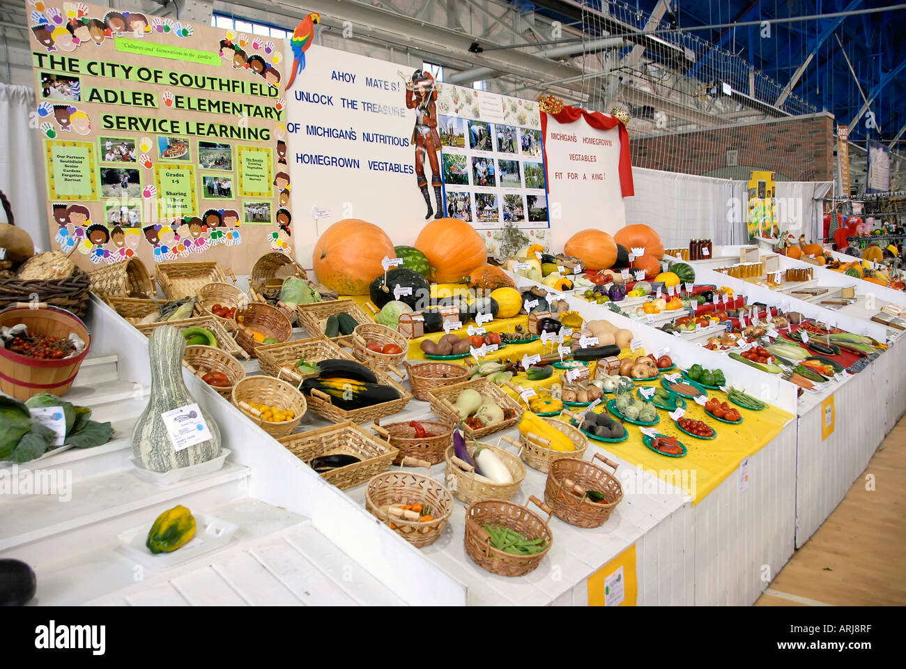 Michigan, Gemüse und andere Produkte auf dem Display an der Michigan State Fair Held in Detroit Michigan MI Hause angebaut Stockfoto