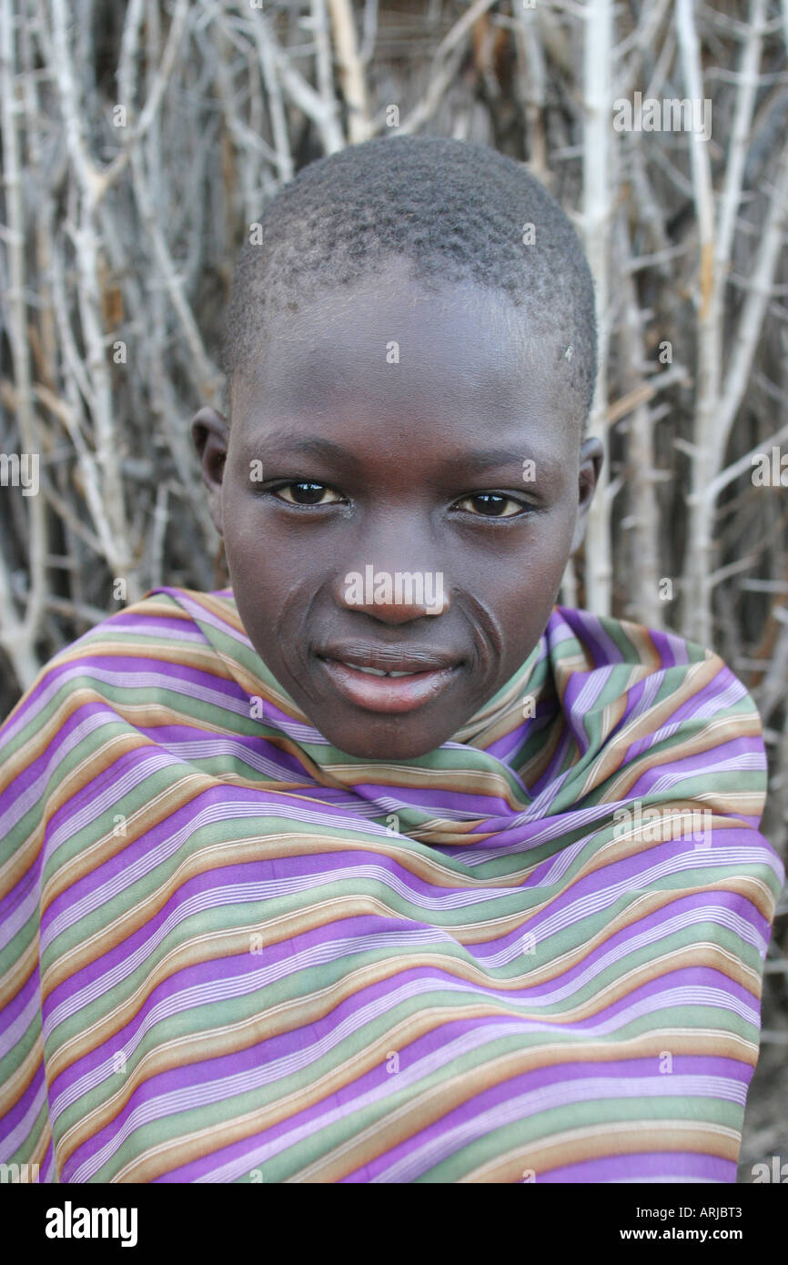 Toposa junge, Porträt, Sudan Stockfoto