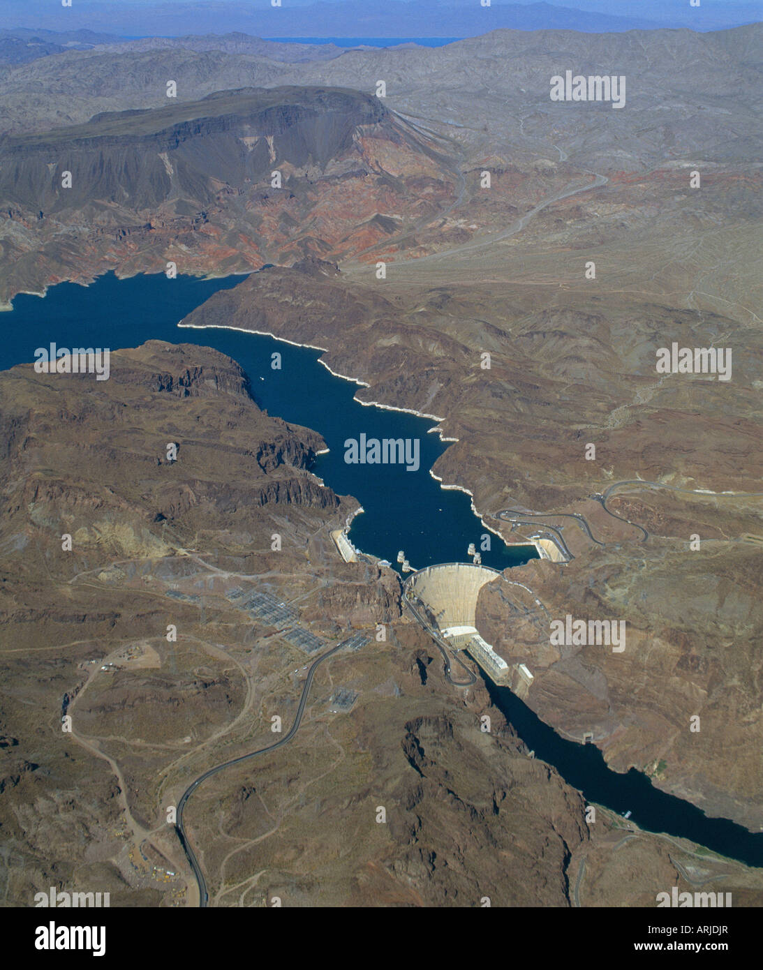 Der Hoover-Staudamm und Lake Mead aus der Luft, Nevada, USA. Stockfoto