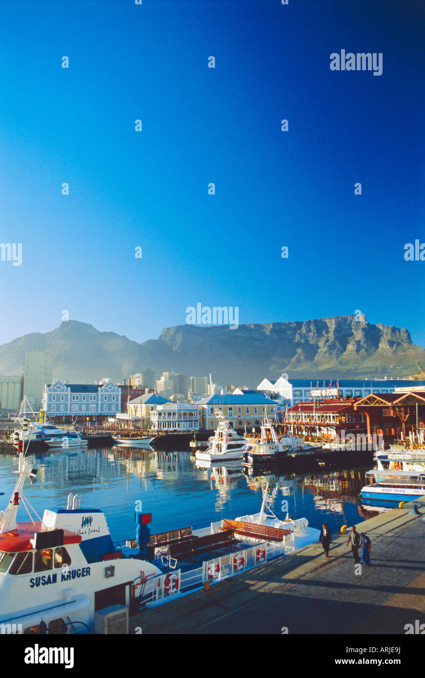 Die Victoria & Alfred Waterfront mit Tafelberg, Kapstadt, Südafrika Stockfoto