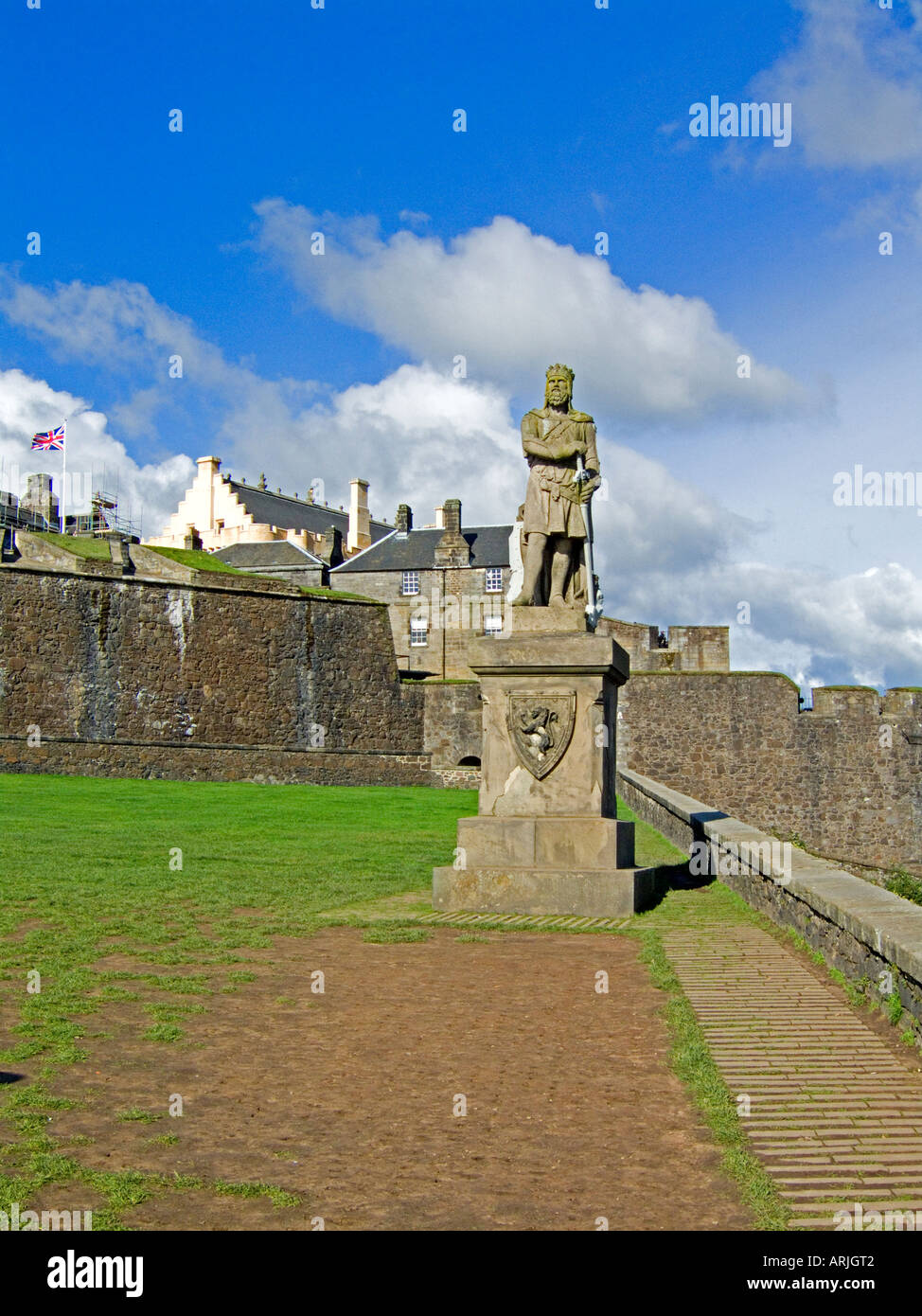 Statue des schottischen Königs Robert the Bruce auf Stirling Castle in Schottland Stockfoto