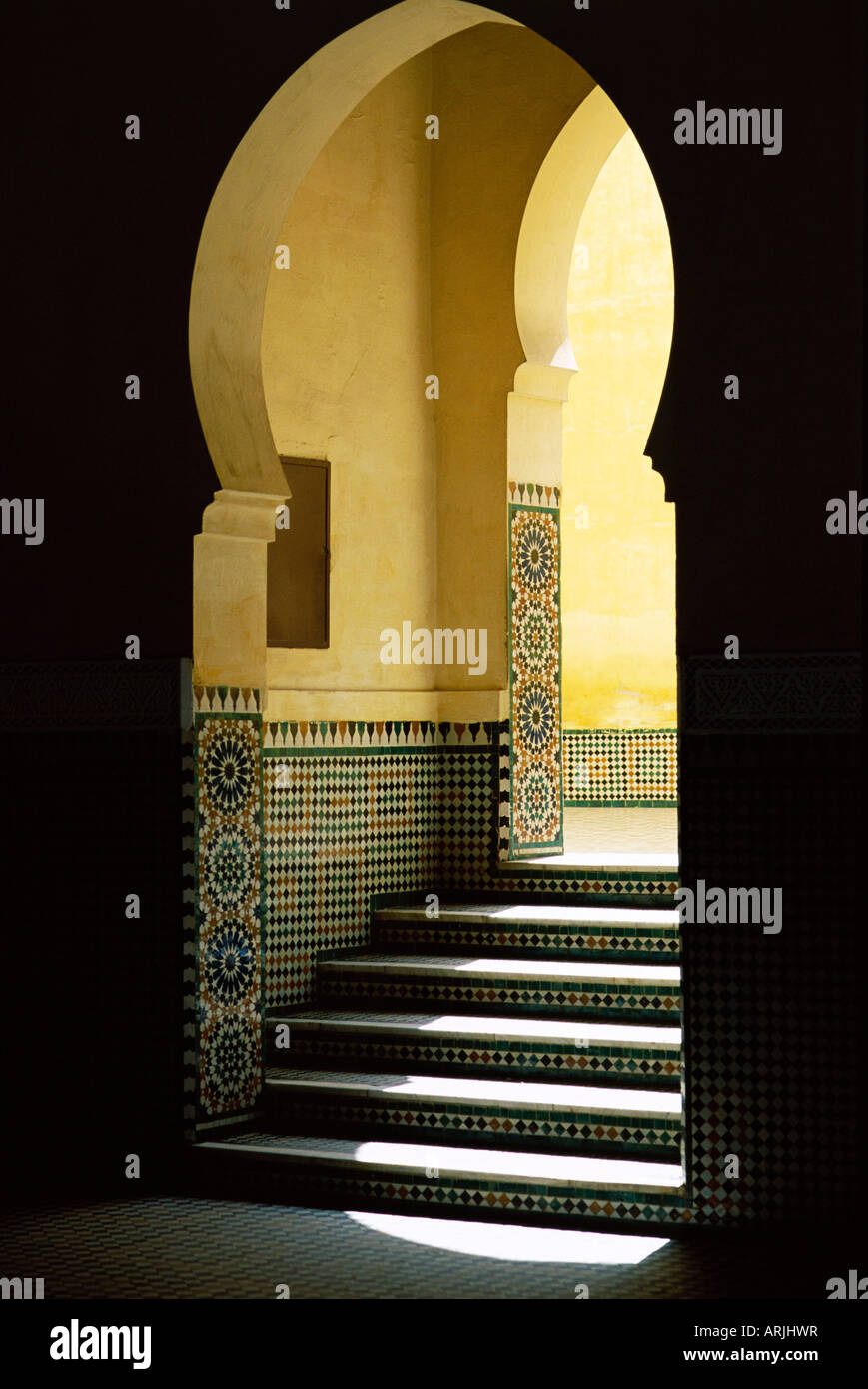 Grabmal von Moulay Ismail, Meknes, UNESCO World Heritage Site, Marokko, Nordafrika, Südafrika Stockfoto