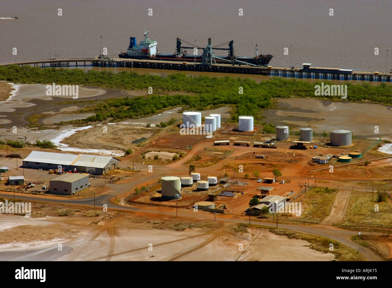 Blick auf den historischen Hafen von Wyndham aus der fünf Flüsse Suche auf Mount Bastion in der Nähe von Kununurra Western Australia Stockfoto