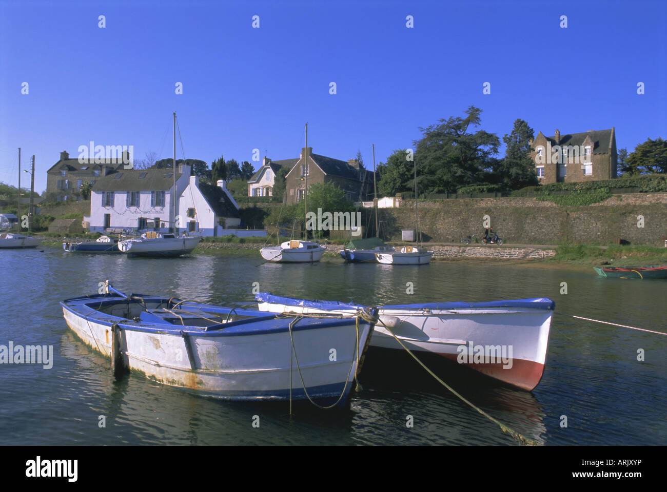 Hafen von Lerio, Ile-Aux-Moines, Golfe du Morbihan (Golf von Morbihan), Breton Inseln, Morbihan, Bretagne, Frankreich, Europa Stockfoto