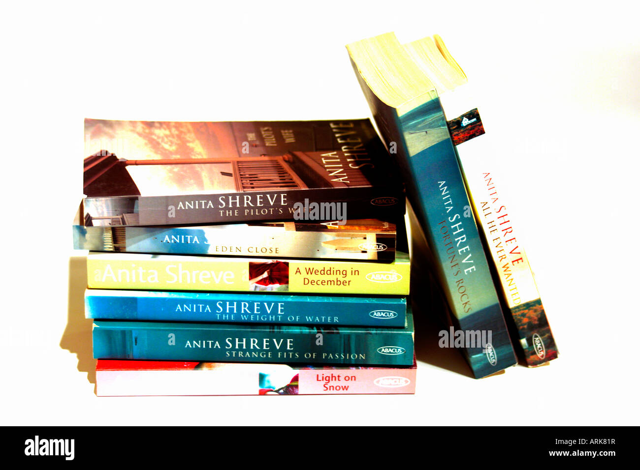 Eine Auswahl der Bücher von der Autorin Anita Shreve. Die acht Bücher sind  alles, was er immer wollte, Vermögen Felsen, enge Eden, eine Hochzeit im  Dezember, das Gewicht des Wassers, seltsame passt