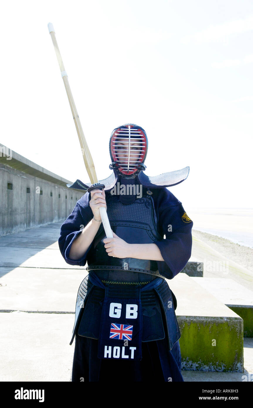 Britische Damen Kendo Meister Kim Holt Stockfoto