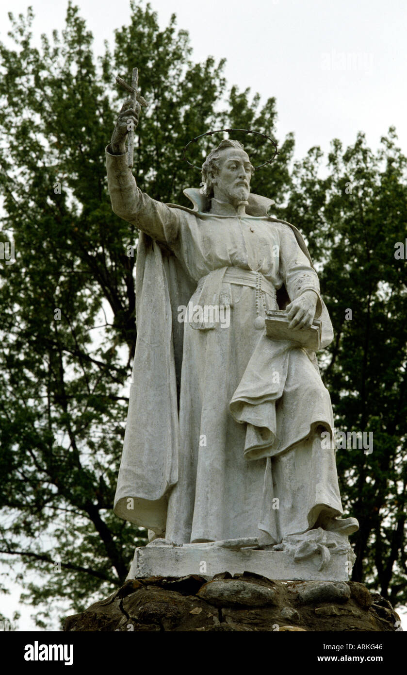 Statue von Isaac Jogues Apostel von The Mohawks gemartert Ossernenon Mohawk Festung am Auriesville oberen New York State Stockfoto