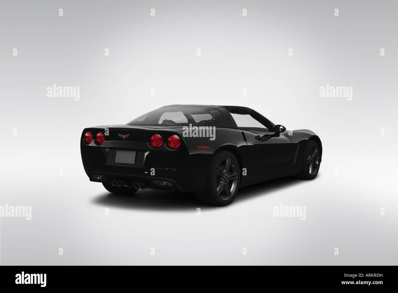 2008 Chevrolet Corvette in schwarz - Winkel Rückansicht Stockfoto