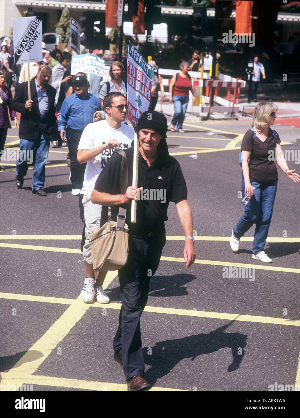Protest gegen Israels Angriff auf den Libanon. 5. August 2006 London. Stockfoto