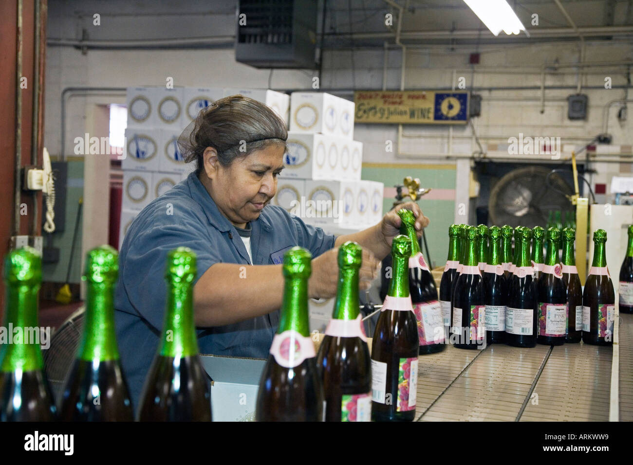 Abfüllanlage in St. Julian Weingut Stockfoto