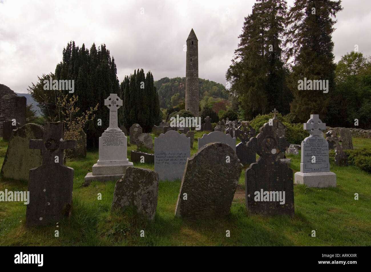 Im 6. Jahrhundert St. Kevin Kloster Glendalough, County Wicklow, Leinster, Irland (Eire), Europa Stockfoto