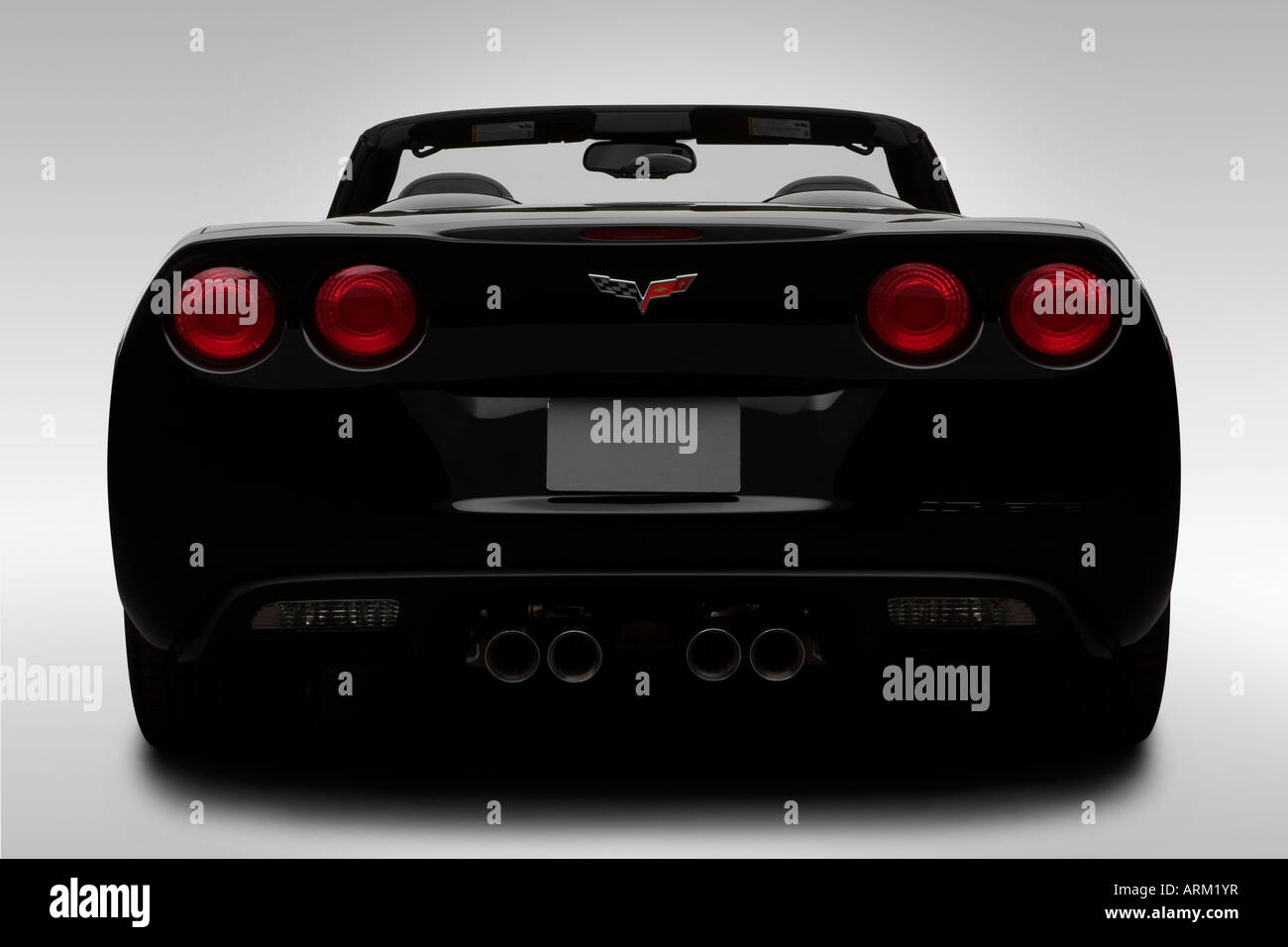 2008 Chevrolet Corvette in schwarz - Low/Wide hinten Stockfoto