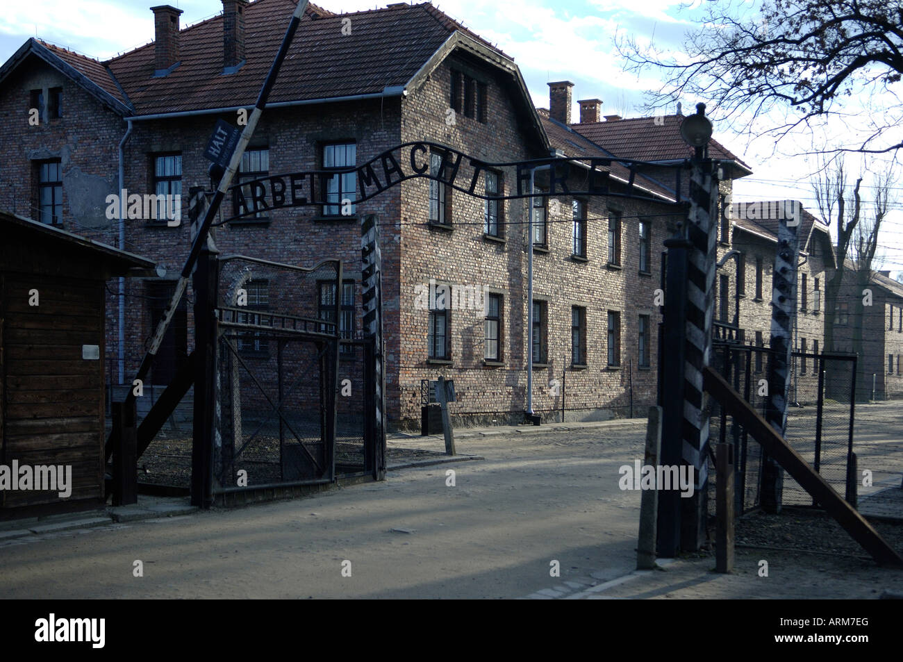Haupttor Auschwitz Stockfoto