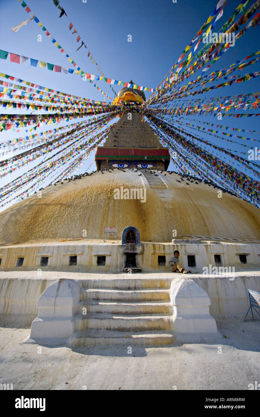 Buddhistische Stupa bekannt als Boudha bei Bodhanath, Kathmandu, Nepal Stockfoto