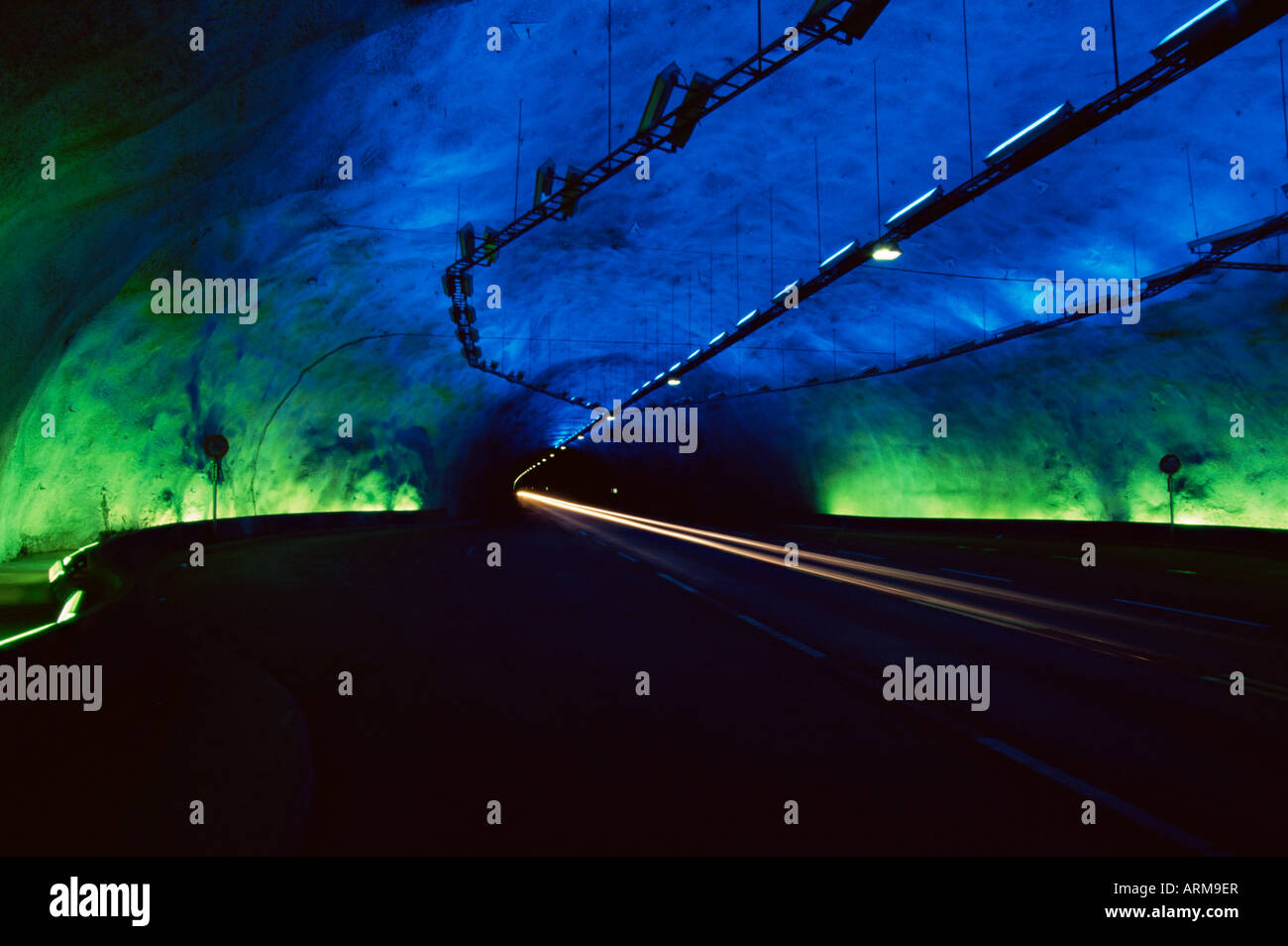 Laerdalstunnelen, die weltweit längste Straßentunnel bei 24,5 km, Aurland, Norwegen, Skandinavien, Europa Stockfoto