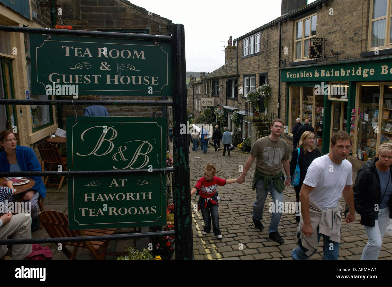 Die historische Stadt von Haworth West Yorkshire, berühmt für die Bronte Schwestern. Stockfoto