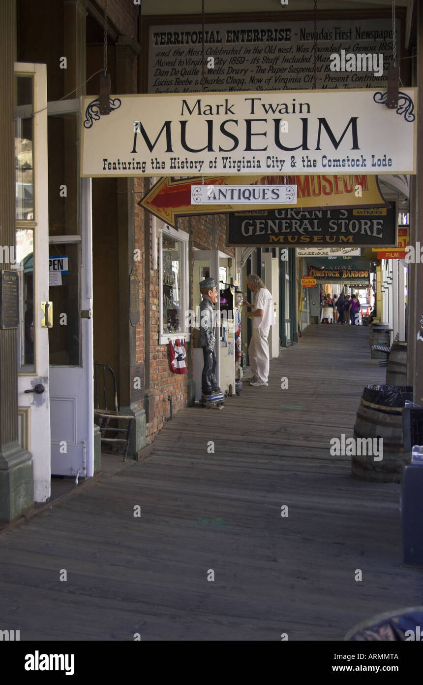 Mark Twain Museum an der Hauptstraße von der berühmten Goldgräberstadt Virginia City Nevada USA jetzt ein wichtiges touristisches Ziel Stockfoto