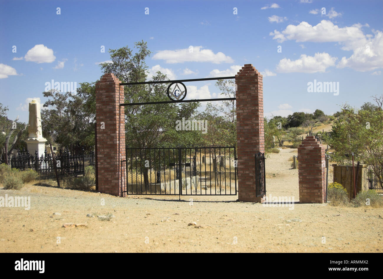 Eingang zum Friedhof von der berühmten Goldgräberstadt Virginia City Nevada USA Stockfoto