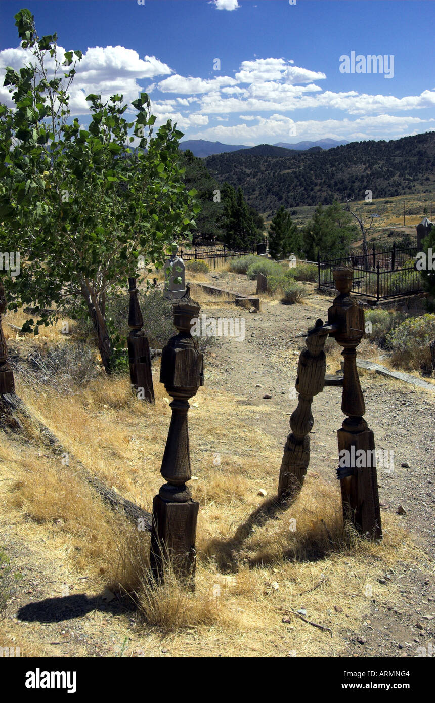 Friedhof der berühmten Goldgräberstadt Virginia City Nevada USA Stockfoto