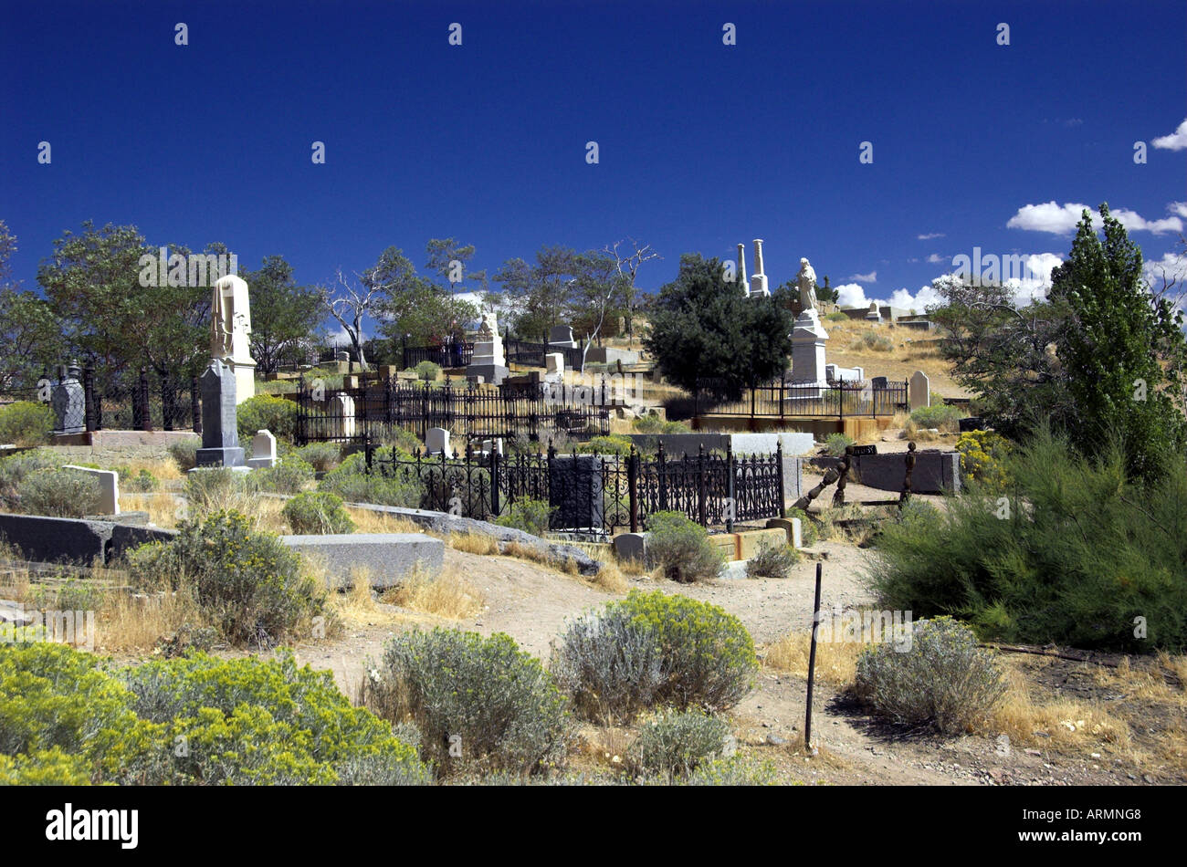 Friedhof der berühmten Goldgräberstadt Virginia City Nevada USA Stockfoto