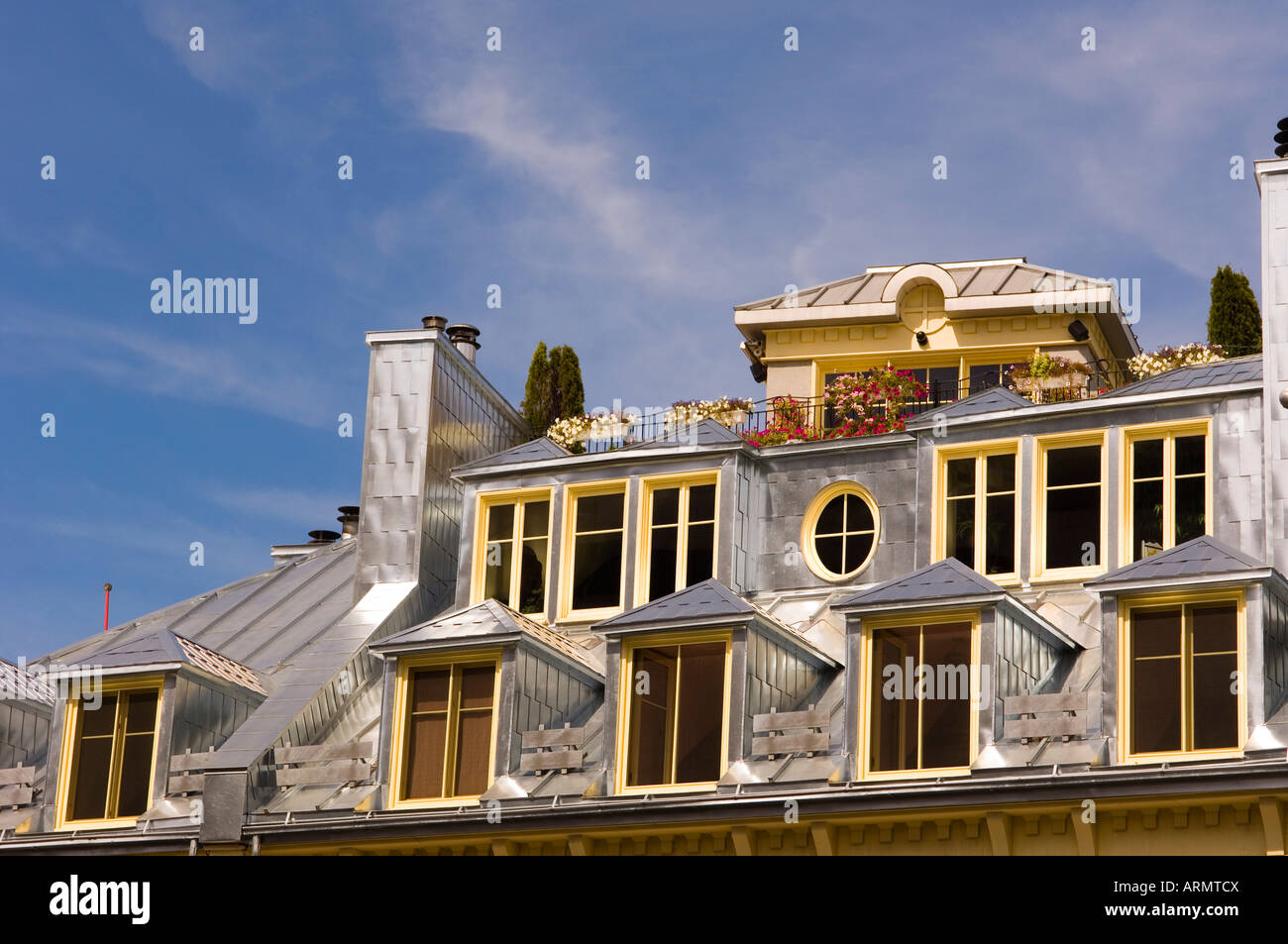 Beliebten Quartier Latin entlang Rue St. Jean, Quebec Stadt, Quebec, Kanada. Stockfoto