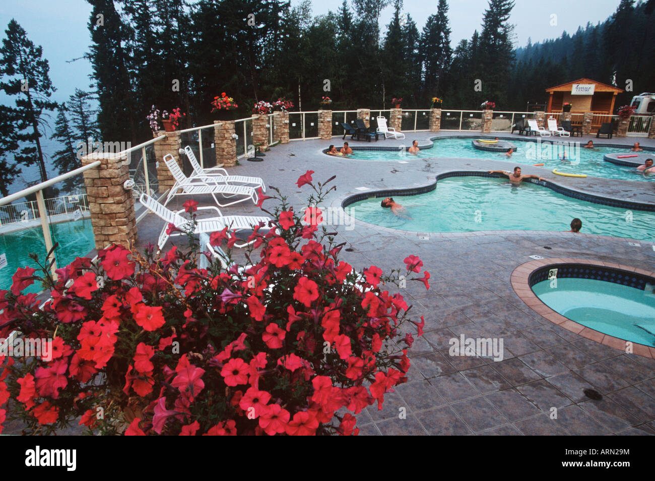 Kootenays, in der Nähe von Nakusp Halcyon Hot Springs, Britisch-Kolumbien, Kanada. Stockfoto