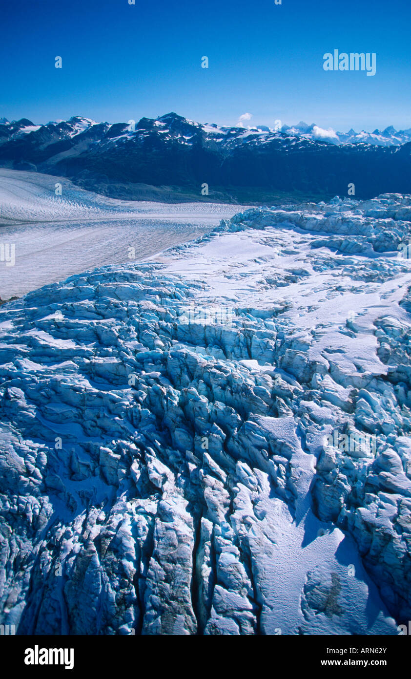 Coast Range, Silverthrone Berg Icefields, Klinaklini Gletscher, British Columbia, Kanada. Stockfoto