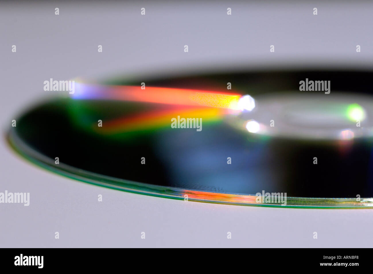 Reflexion des Lichtes auf DVD Stockfoto