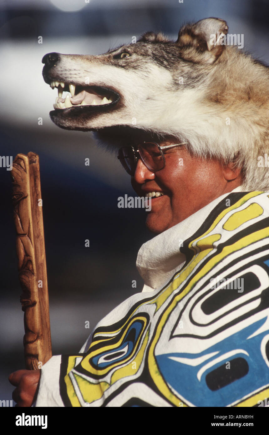 Nass-Tal, Nisgaa Chef des Wolf-Klans, Britisch-Kolumbien, Kanada. Stockfoto