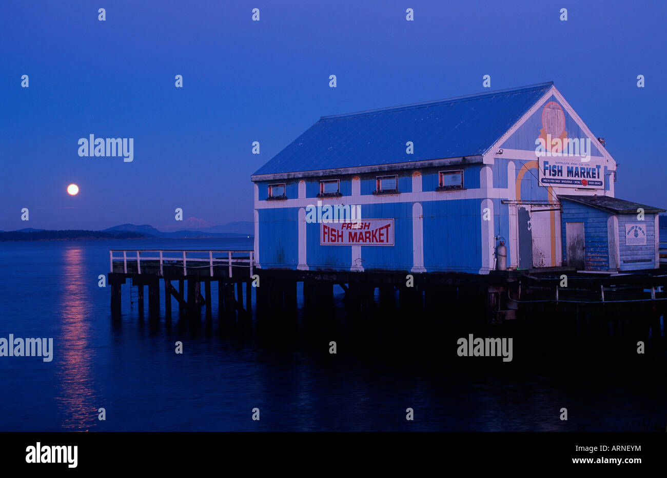 Victoria, Sidney Insel, Fischmarkt am Sidney Pier, Vancouver Island, British Columbia, Kanada. Stockfoto