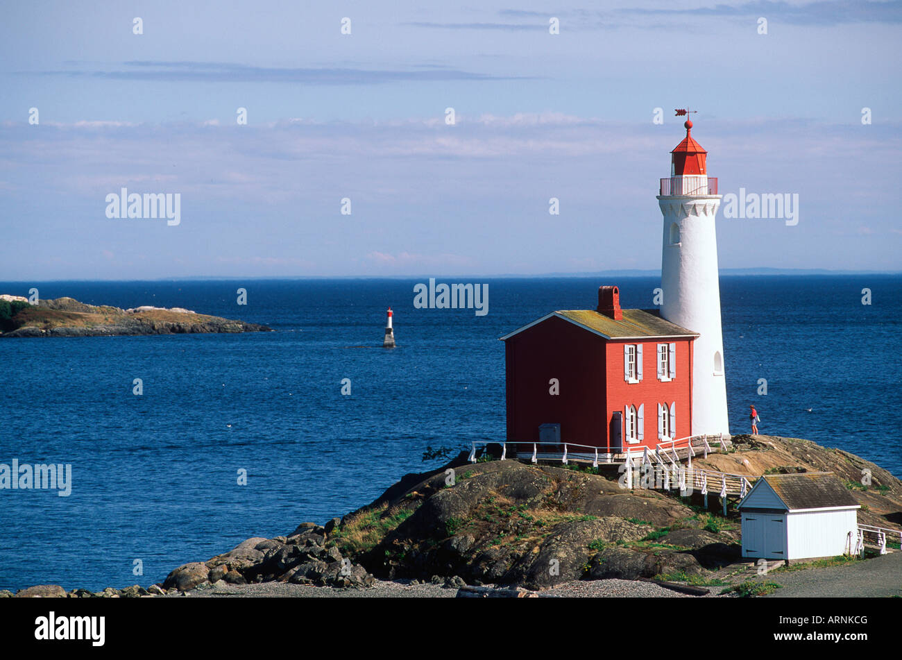 Fisgard Leuchtturm am Fort Rod Hill Park, Victoria, Vancouver Island, British Columbia, Kanada. Stockfoto