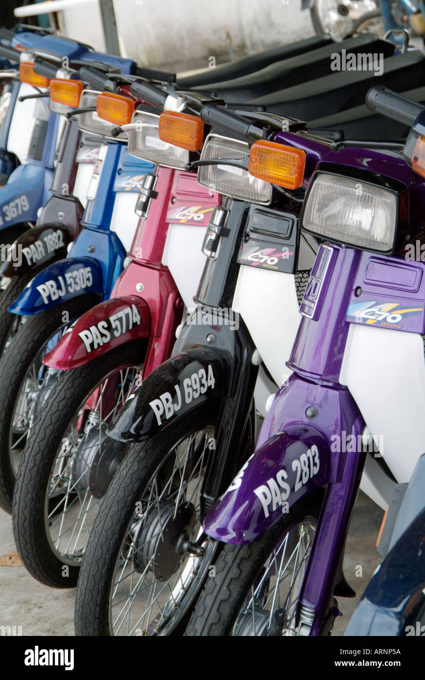 neu, Honda, Mopoeds, auf dem Display, im Autohaus, Showroom, verkaufen, Verkäufer, Stockfoto