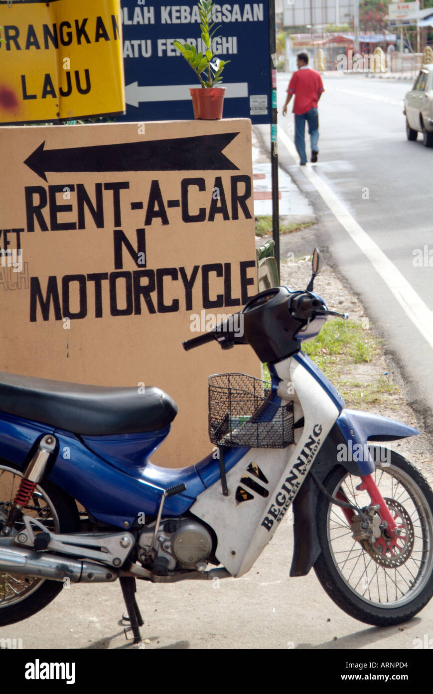 Motorrad, zu vermieten, Miete, in Malaysia, Penang, Reisen, Tourismus, Urlaub, Versicherung, leere, Verletzung, Risiko, Arztrechnung, Stockfoto