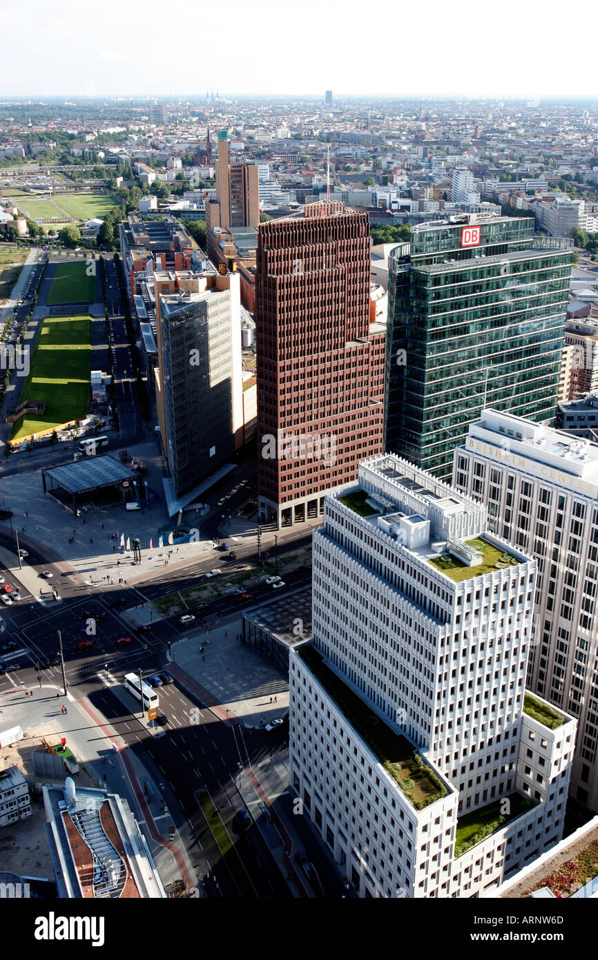 Luftaufnahme des Potsdamer Platzes in Berlin Deutschland Stockfoto