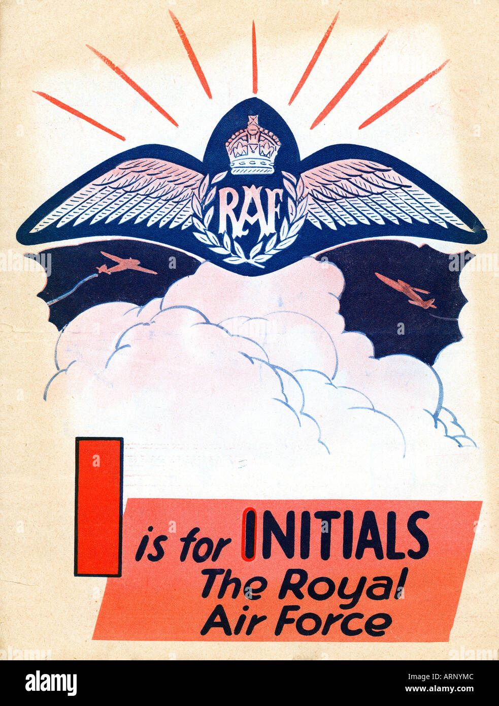 Luftschlacht um England I ist für die Initialen der Royal Air Force britische Kinder Alphabet buchen aus dem zweiten Weltkrieg mit einem RAF-Thema Stockfoto