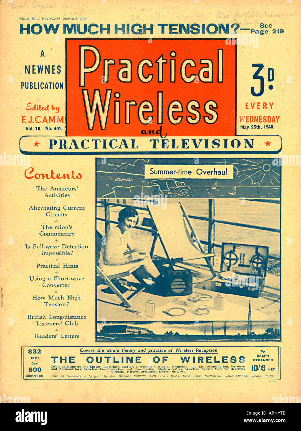 Praktische Wireless Mai 1940 englische Kriegszeit Magazin für die Radio-Enthusiasten, darunter praktische Fernsehen Stockfoto
