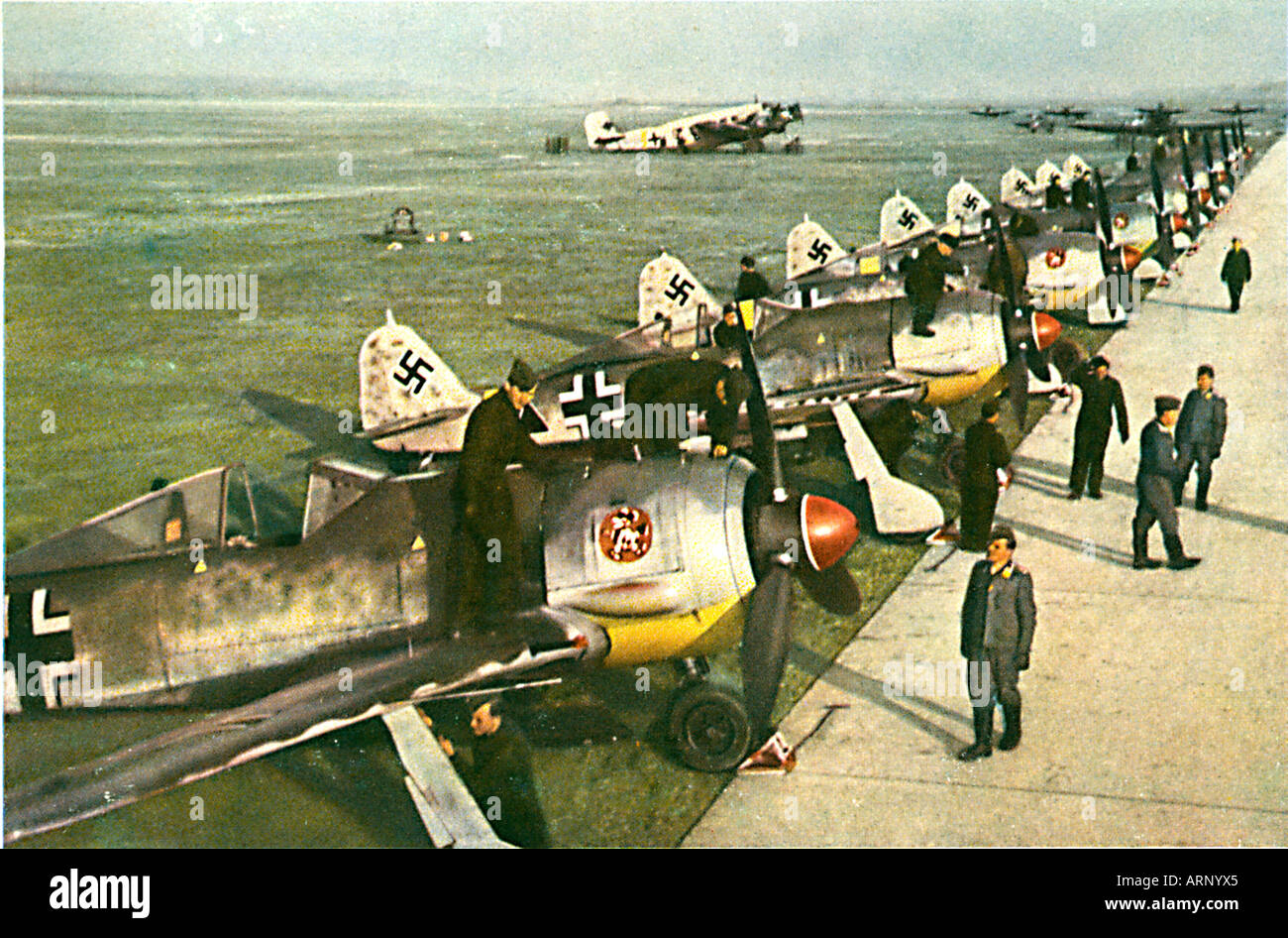 Deutschen Flugplatz Frankreich 1940 deutsche Propaganda-Foto von der Luftwaffe irgendwo in Frankreich Stockfoto